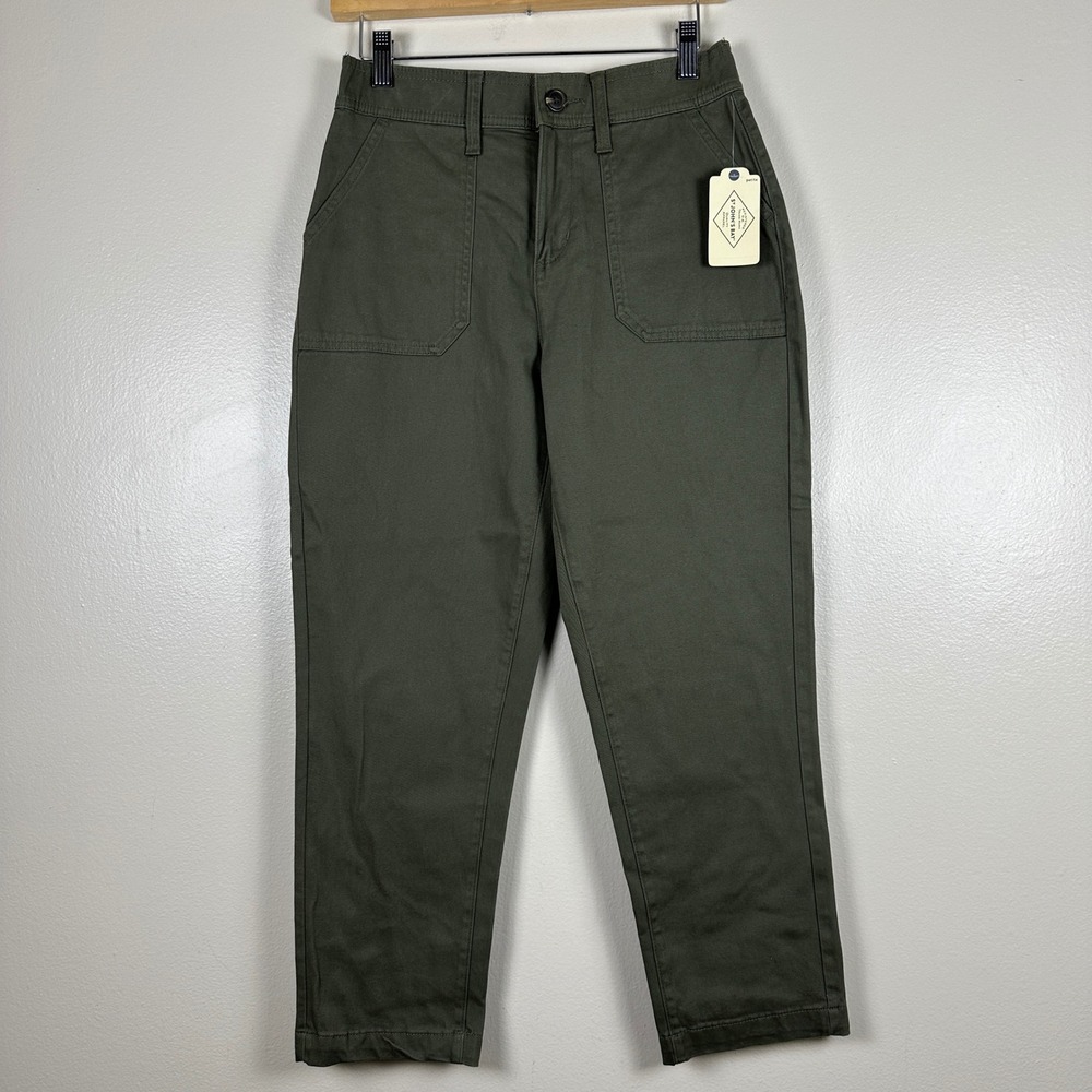 St. John's Bay Women's 4P Utility Pants Oregano Green Petite Stretch Cotton NEW